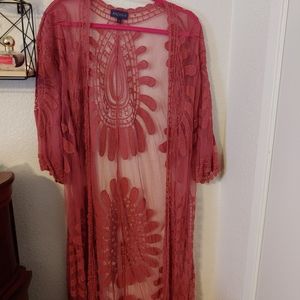 Lace sheer throw over cardigans